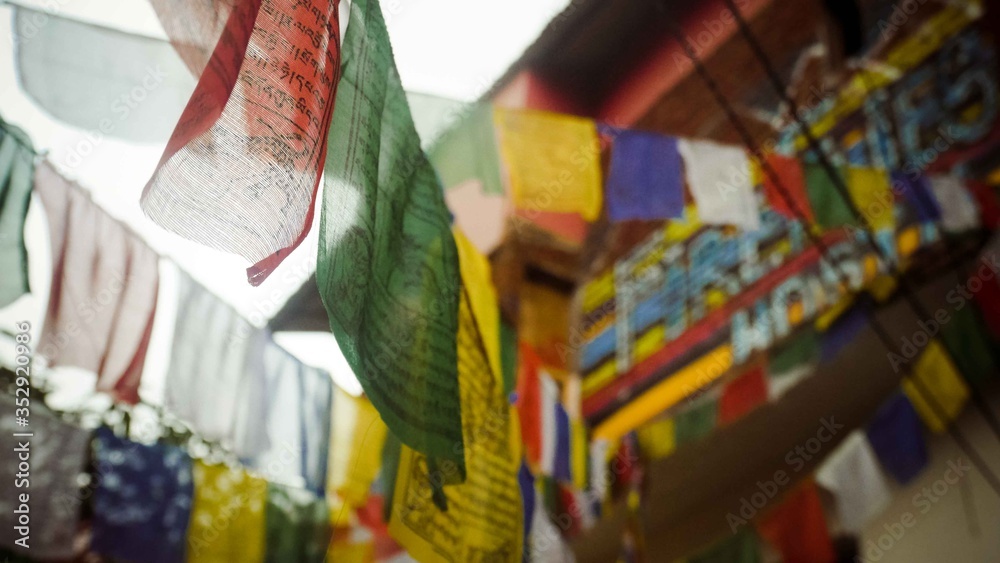 Colourful flags with words written on it Colourful flags with words written on it
