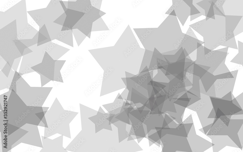 Gray translucent stars on a white background. Gray tones. 3D illustration Gray translucent stars on a white background. Gray tones. 3D illustration