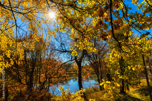 Beautiful autumn landscape, one of Smolyan lakes, Bulgaria