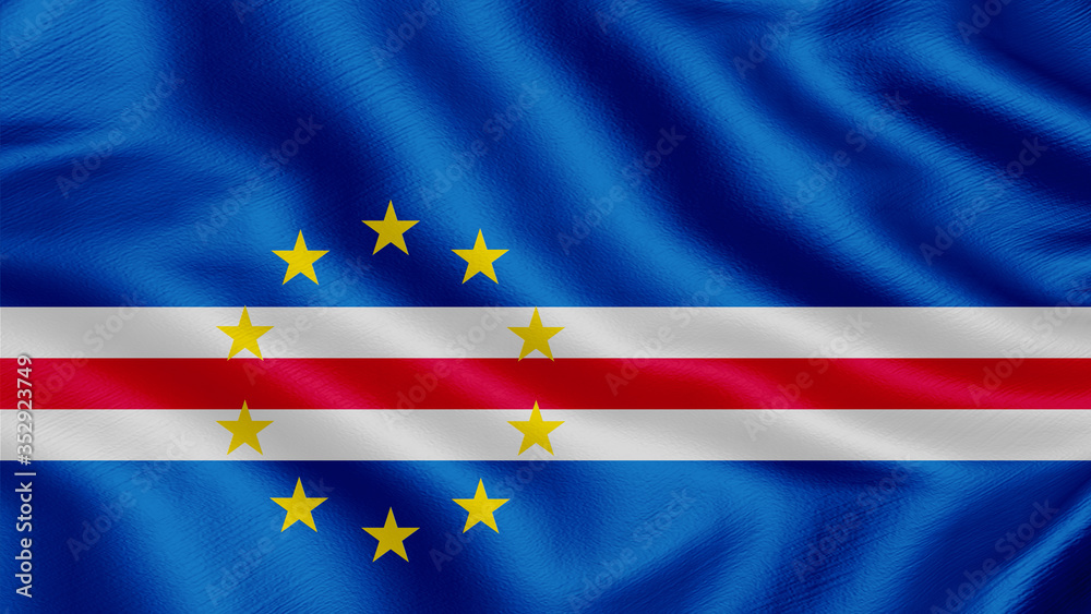 Flag of Cape verde. Realistic waving flag 3D render illustration with highly detailed fabric texture. Flag of Cape verde. Realistic waving flag 3D render illustration with highly detailed fabric texture.