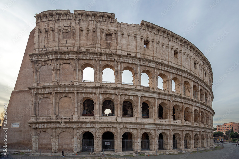  Colosseum ruins in Rome. It is the greatest roman building in the world.
