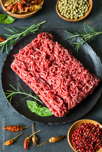 Fresh minced meat with spices
