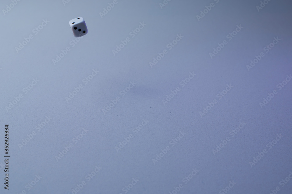 A dice on white background flying, A dice on white background flying,