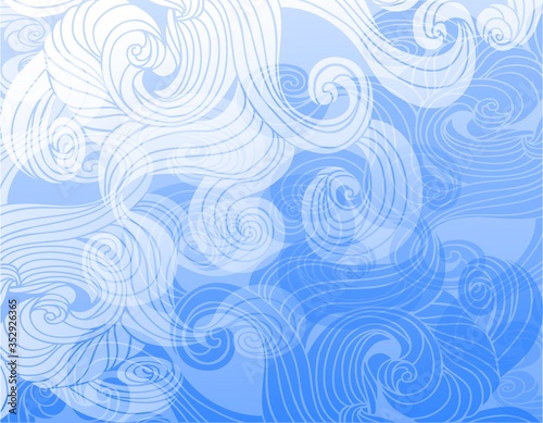 Abstract blue background with waves.Sea,ocean,river,aqua,water.Line art drawing.