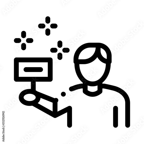 bidder holding sign icon vector. bidder holding sign sign. isolated contour symbol illustration