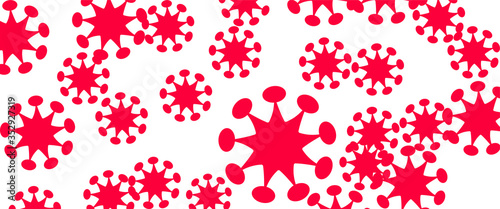 Red virus on  background. Stay at home quarantine concept.
