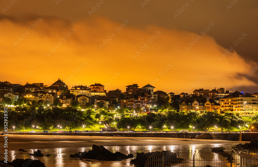 Fototapeta premium Santander city at night6 Cantabria region, North Spain