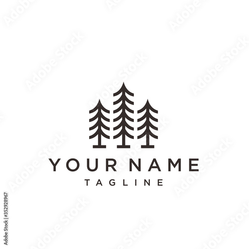 Tree Of The Root  logo illustration. Abstract monochrome tree. 
Template for creating logos.
