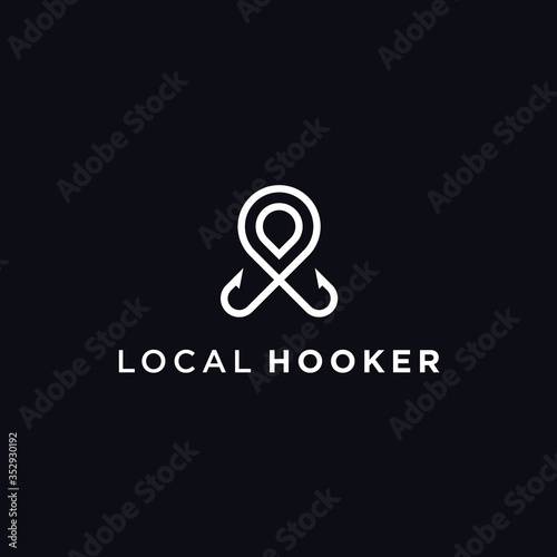 local hook logo. fishing icon