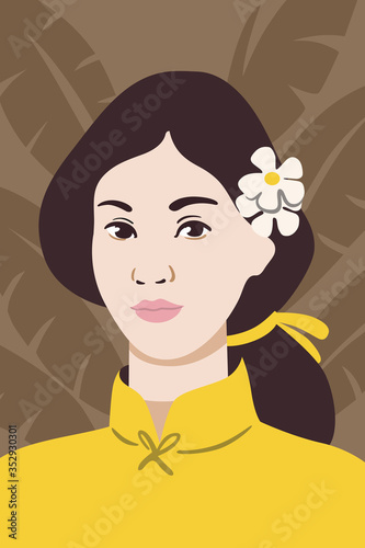 young Japanese woman face portrait