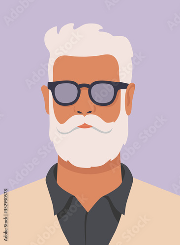 hipster man with white beard 