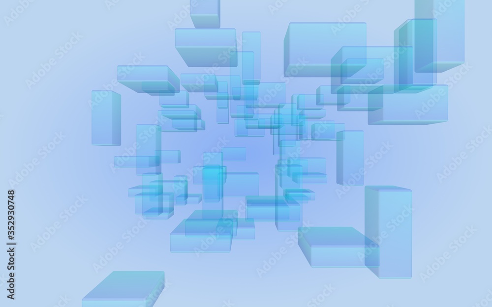 Blue and purple abstract digital and technology background. The pattern with repeating rectangles. 3D illustration Blue and purple abstract digital and technology background. The pattern with repeating rectangles. 3D illustration