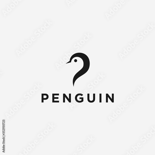 P penguin logo. penguin icon