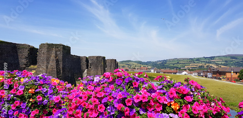 Caerphilly Castle during Springtime, Wales, United Kingdom.