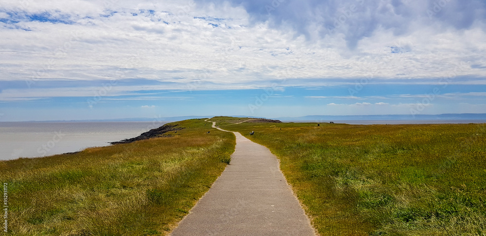 Pathway leading to lookout, Barry Island, Wales, United Kingdom