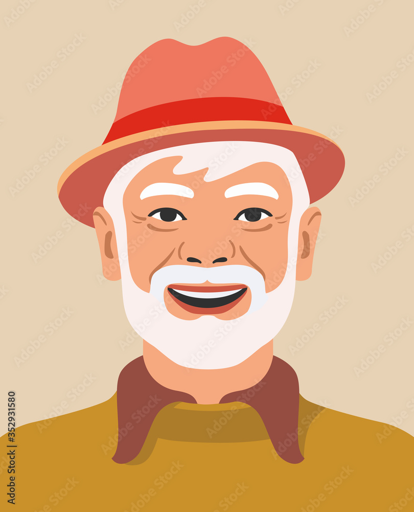 happy farmer avatar portrait on beige