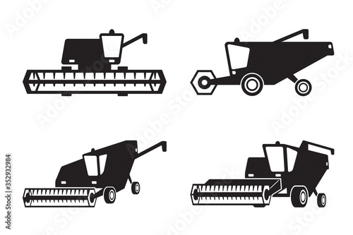 Combine harvester in perspective - vector illustration