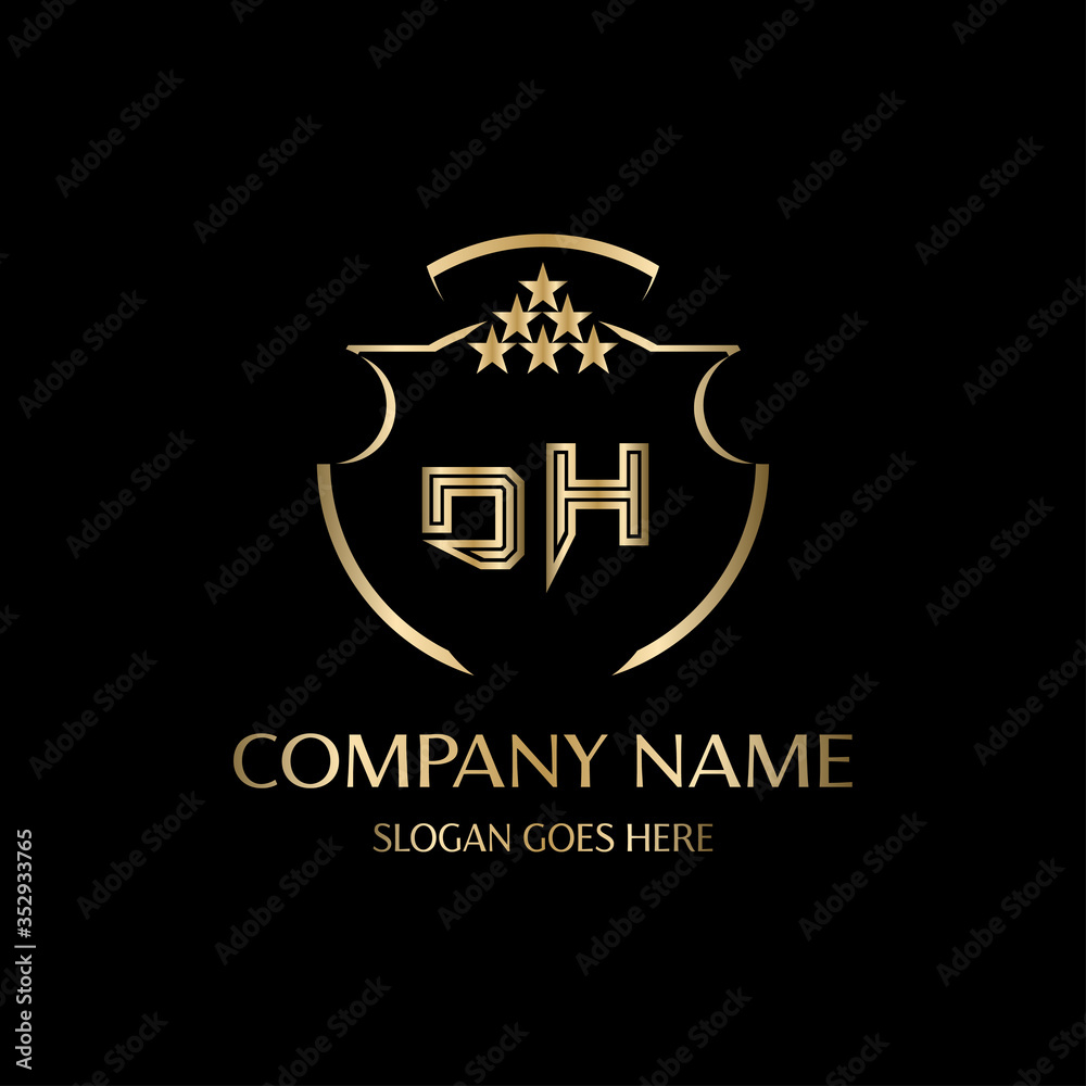 DH Letter Initial with Royal Luxury Logo Template. Stock Vector | Adobe ...