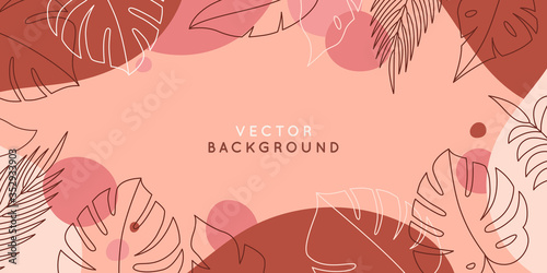 Vector design templates in simple modern style with copy space for text, flowers and leaves - wedding invitation backgrounds and frames, social media stories wallpapers