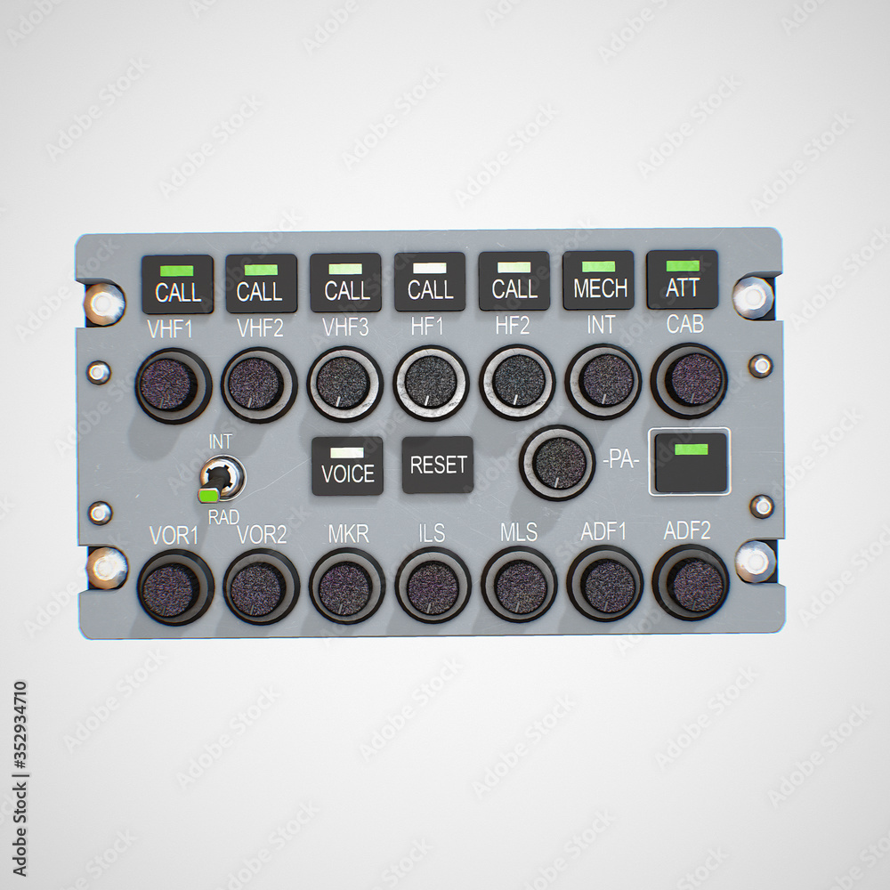 Photorealistic highly detailed 3D model of a AUDIO Panel.
This is a part of the control system of the aircraft 