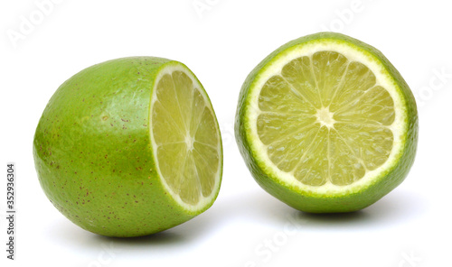 Fresh ripe lime isolated on white background