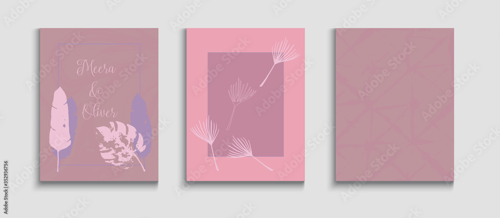 Abstract Trendy Vector Banners Set. Hand Drawn Asian Background. 