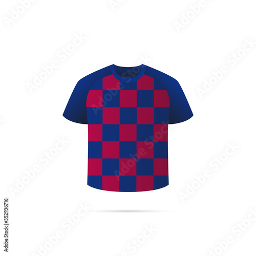 Soccer jersey with shadow. Blue and red team. Vector illustration.