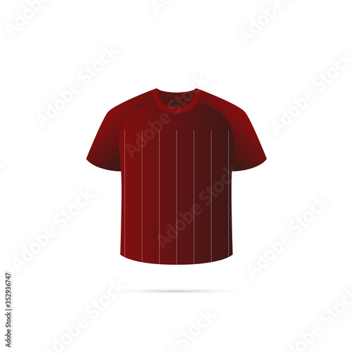Soccer jersey with shadow. Red team. Vector illustration.