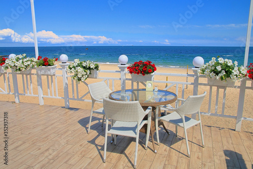 Cozy veranda on the coast of the sea.