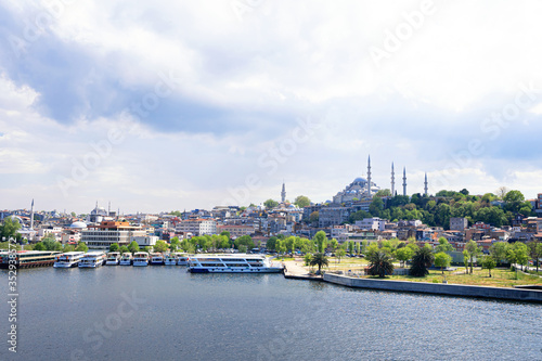 City of Istanbul, view from the Golden Horn to city and Mosque