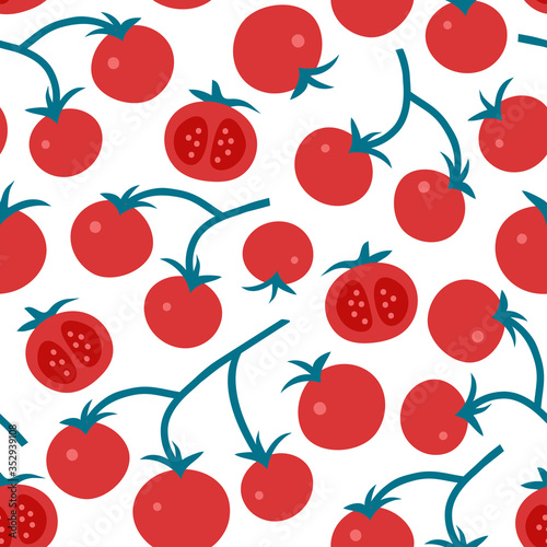 Tomatoes hand drawn seamless pattern background.