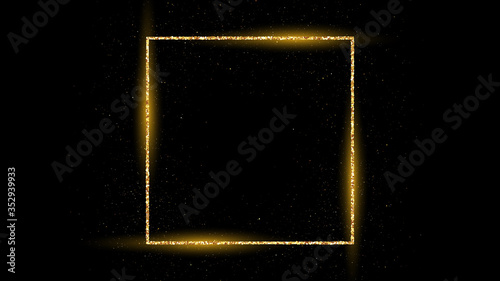 Golden square frame with glitter