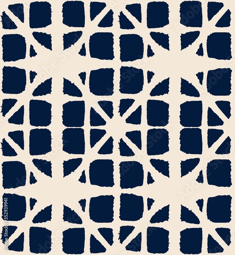 Japanese Tie Dye Seamless Pattern. Vintage Shibori Seamless Pattern. 