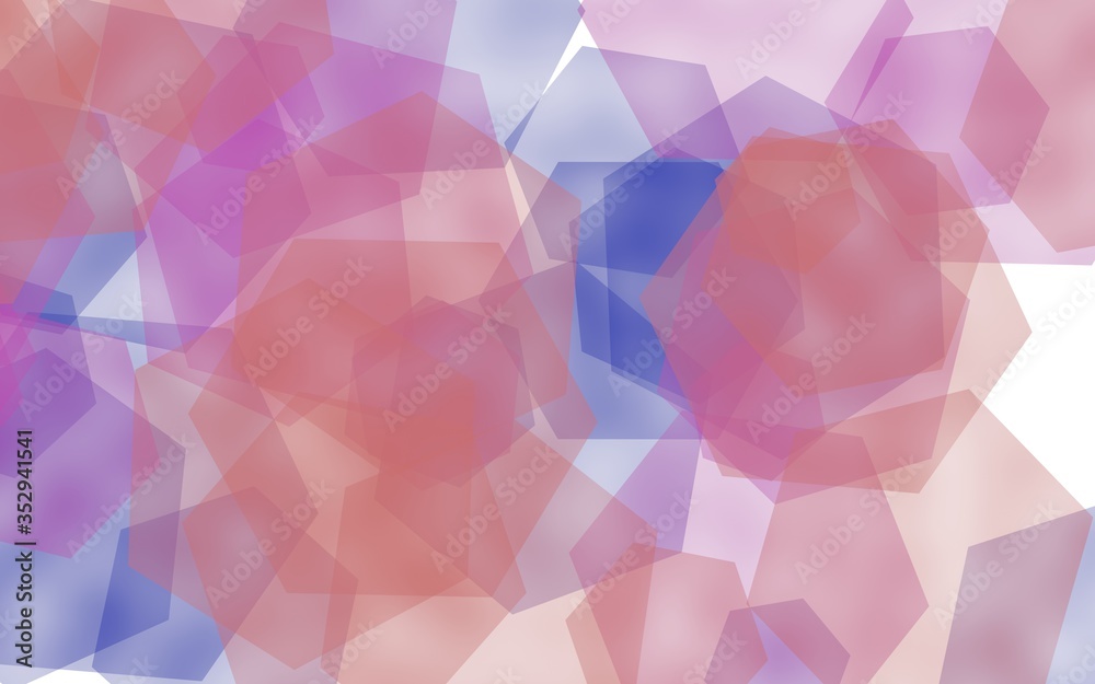 Obraz premium Multicolored translucent hexagons on white background. Red tones. 3D illustration