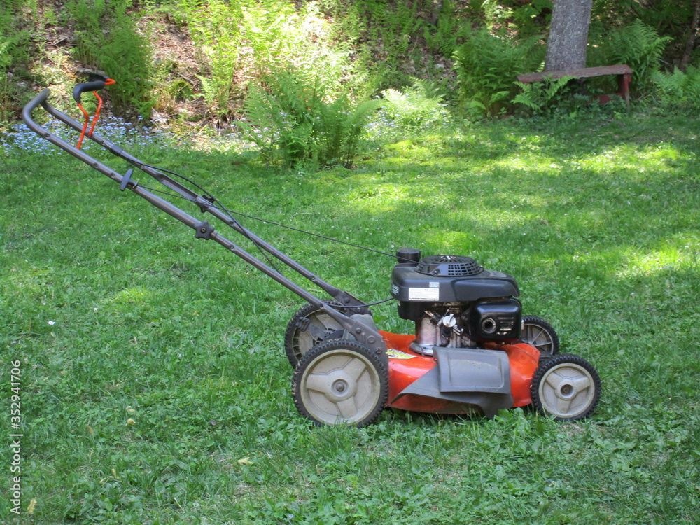 Obraz premium lawn mower on the grass