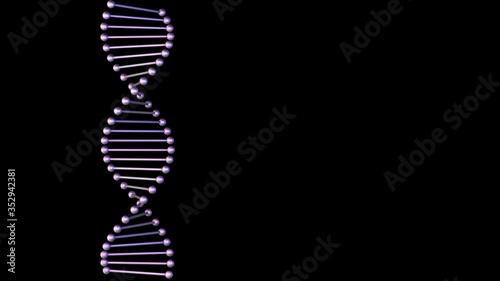 Purple DNA strand on a black background.
