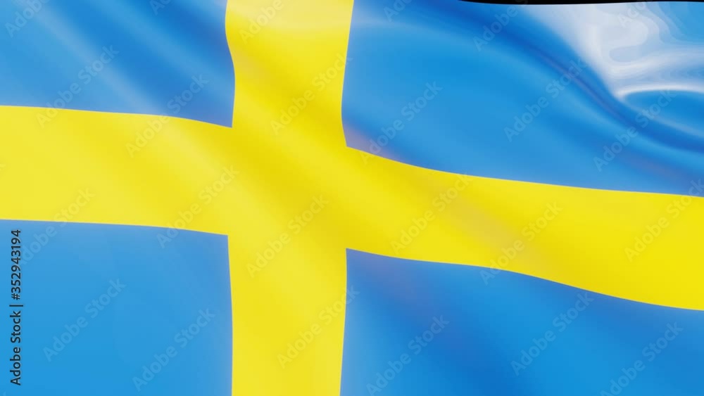 Drapeau de la Suède en mouvement