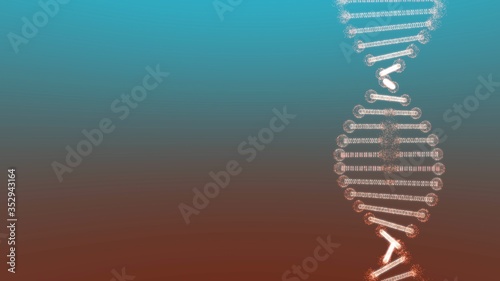 Distorted replica of DNA on a colourful background.