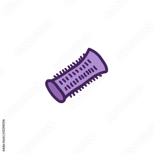 hair curlers doodle icon, vector illustration
