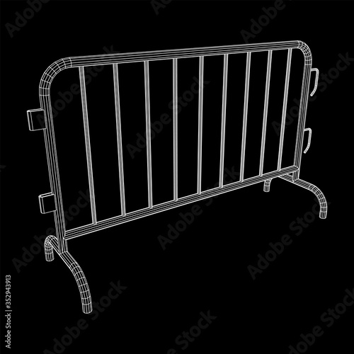 Police riot fence. Wireframe low poly mesh vector illustration.