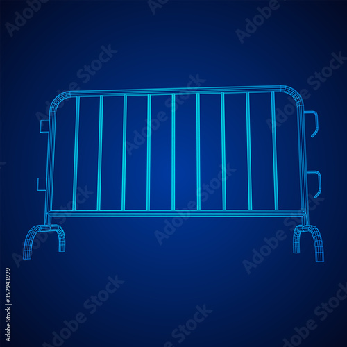 Police riot fence. Wireframe low poly mesh vector illustration.