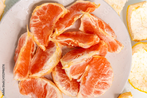 grapefruit slices on a plate