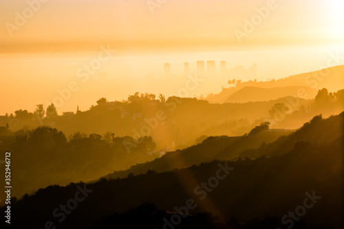 Sunset over Los Angeles Hills