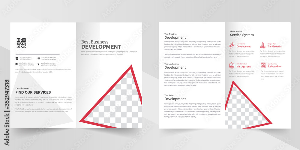 Red Brochure Design Template, Bifold Brochure Design