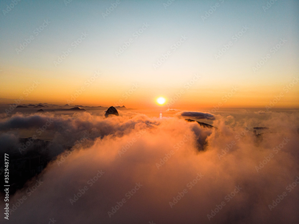 Sunrise above the clouds in rio de janeiro brazil Sunrise above the clouds in rio de janeiro brazil