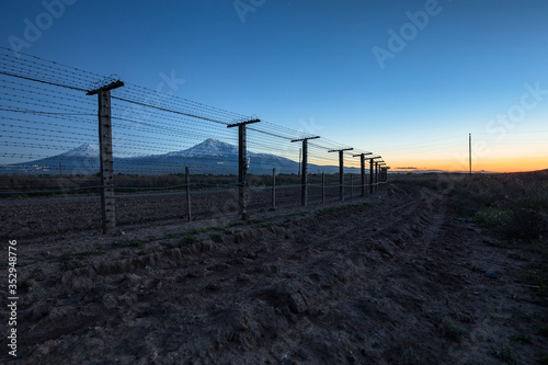 Ararat mountain and wire