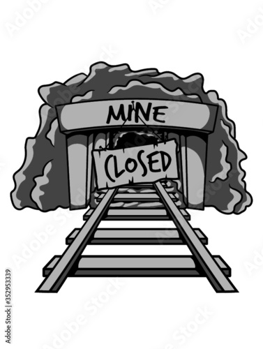 Geschlossene Bergbau Mine closed stollen comic cartoon 