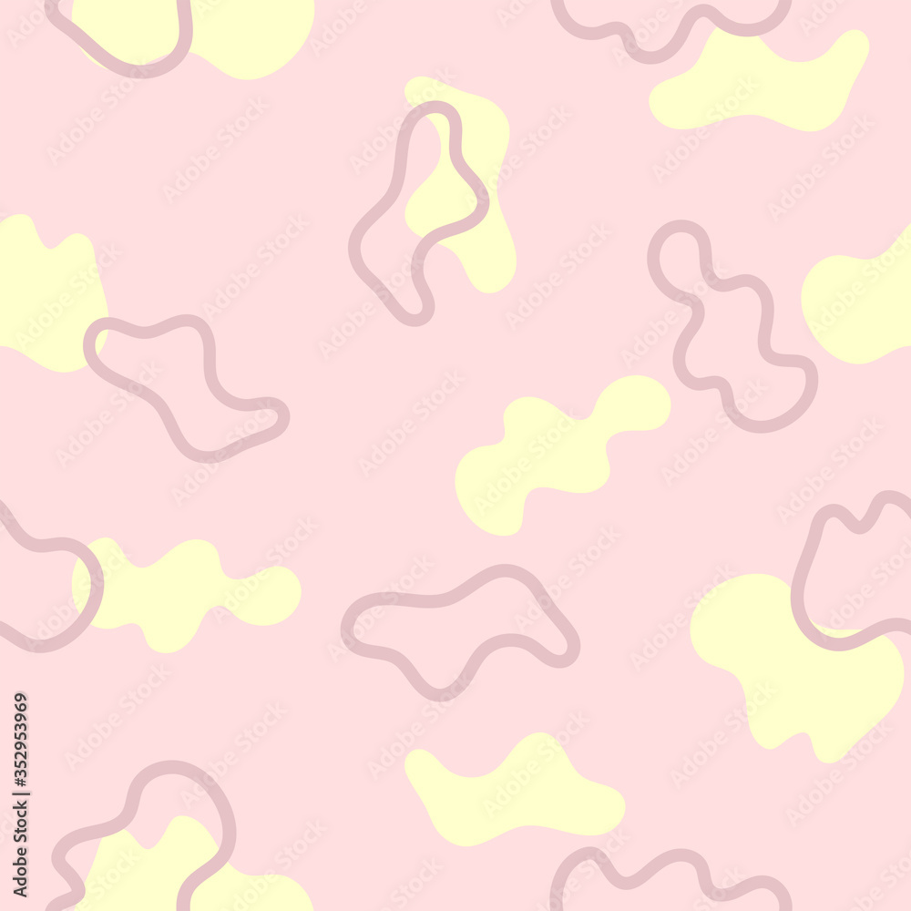 Seamless pattern with abstract shapes drawn by hand. Cute vector illustration.