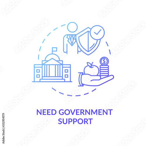 Need government support concept icon. People financial support thin line illustration. Social security. Money deposit. Community service. Vector isolated outline RGB color drawing