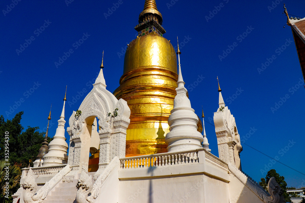 A beautiful view of buddhist temple at Chiang Mai, Thailand.